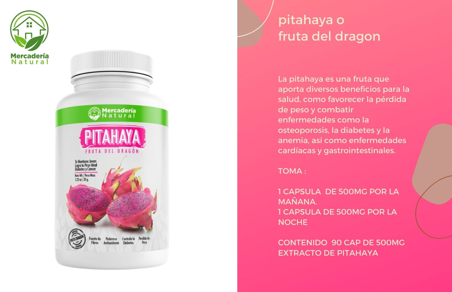 CAPSULAS DE PITAHAYA 100% NATURAL